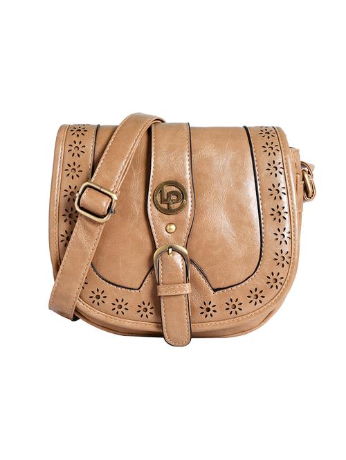 beige leatherette cut work sling bag - 12302537 - Very Small Image - 1