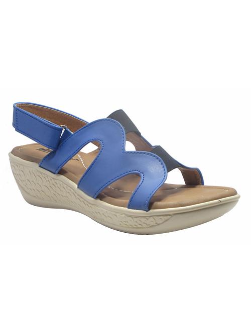 blue leatherette back strap wedges - 12302629 - Very Small Image - 1