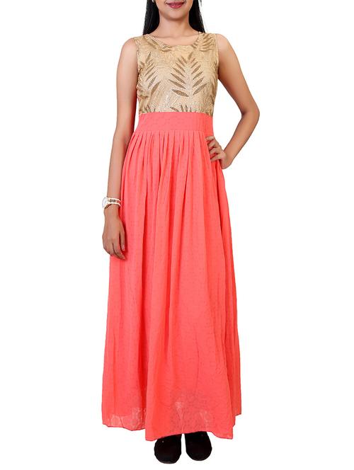 orange georgette maxi dress - 12306779 - Very Small Image - 1