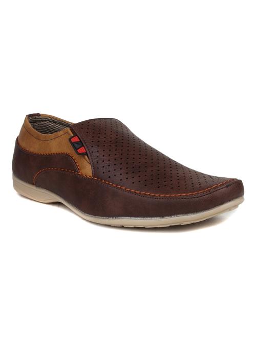 brown leatherette slip on shoe - 12308244 - Very Small Image - 1