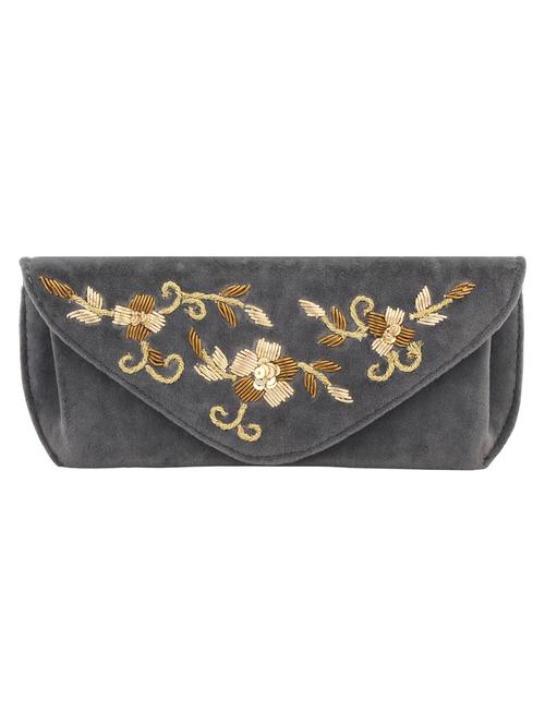 grey synthetic leather embellished clutch - 12309533 - Very Small Image - 1