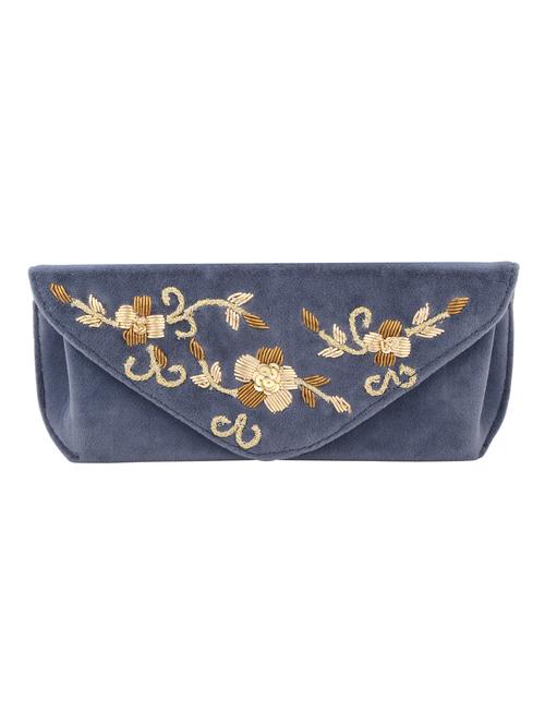 blue synthetic leather embellished clutch - 12309535 - Very Small Image - 1