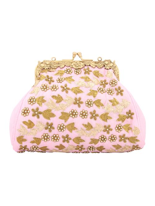 pink synthetic leather embellished clutch cum sling - 12309541 - Very Small Image - 1