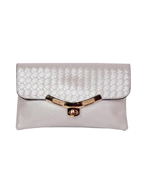 white leatherette braided clutch - 12311133 - Very Small Image - 1