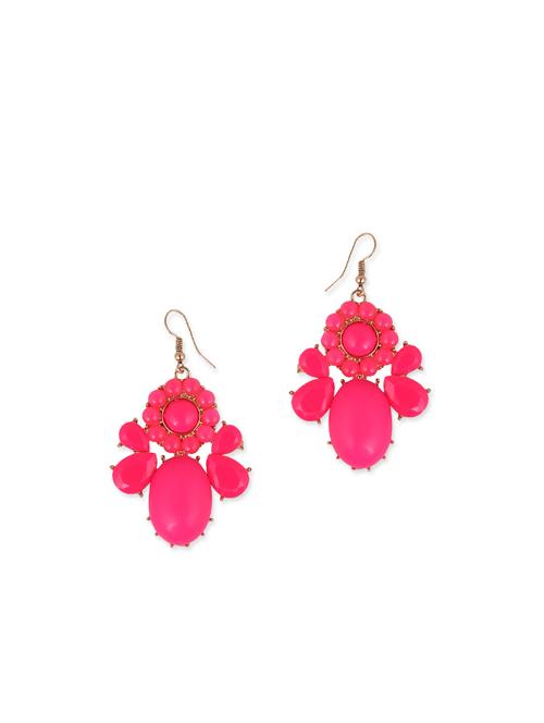 pink metal drop earring - 12313402 - Very Small Image - 1