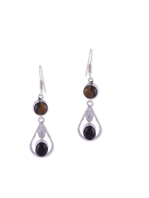 multi colored silver plated drop earring - 12317056 - Very Small Image - 1