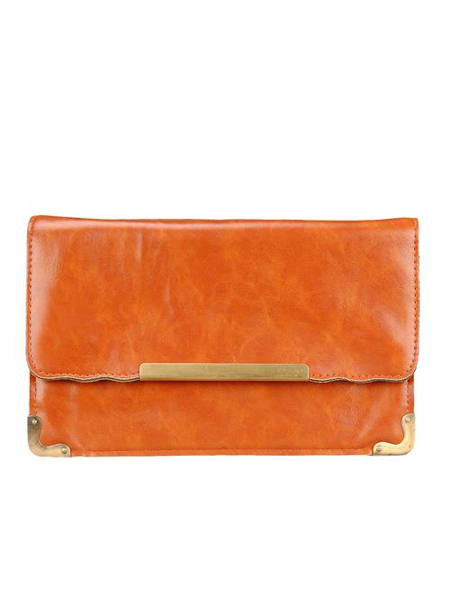 orange leatherette clutch with sling - 12320232 - Very Small Image - 1