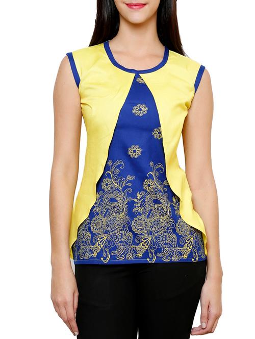 yellow printed rayon regular top - 12322752 - Very Small Image - 1