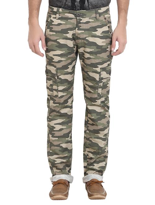 green cotton cargos casual trousers - 12324167 - Very Small Image - 1