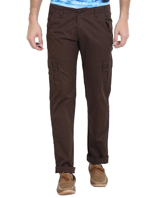 brown cotton casual trousers - 12324172 - Very Small Image - 1