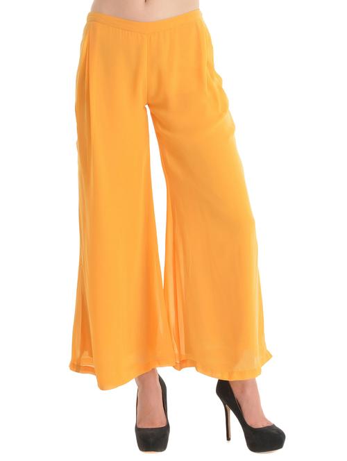 yellow polyester palazzos - 12328968 - Very Small Image - 1