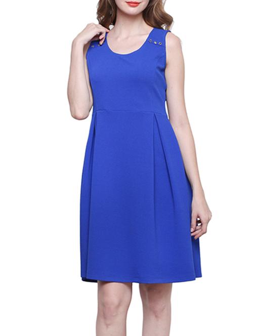 solid royal blue a-line dress - 12334101 - Very Small Image - 1