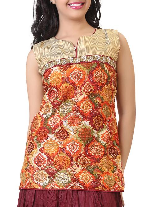 red cotton aline kurti - 12338512 - Very Small Image - 1