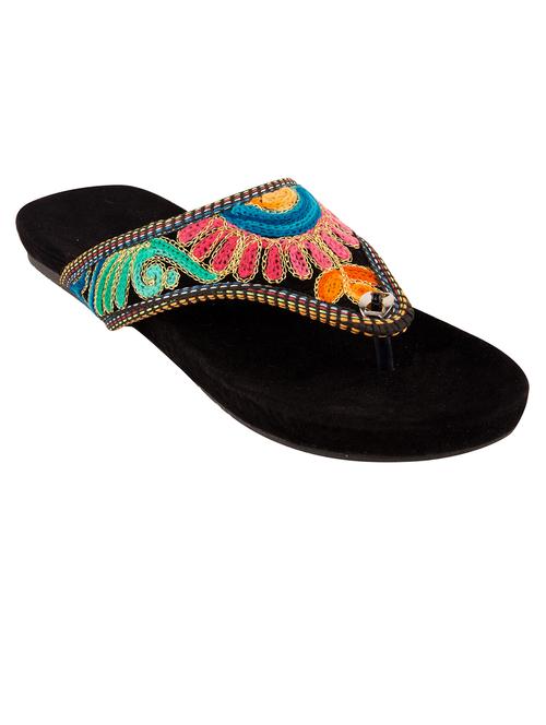 multi colored velvet toe separator sandals - 12347386 - Very Small Image - 1