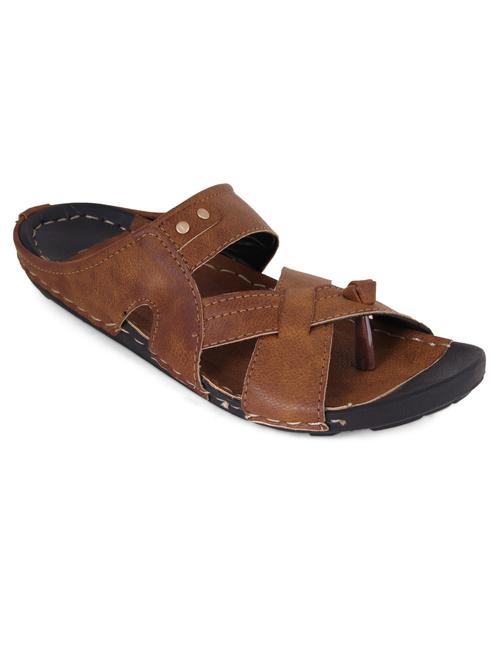 brown synthetic slip on slippers - 12348109 - Very Small Image - 1
