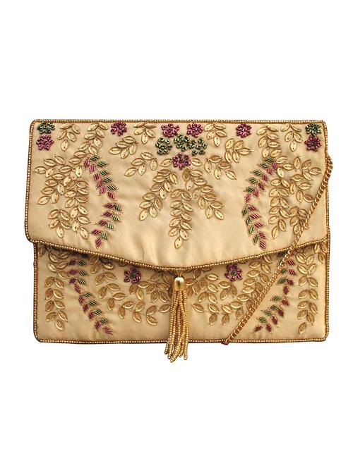 gold satin clutch - 12348416 - Very Small Image - 1