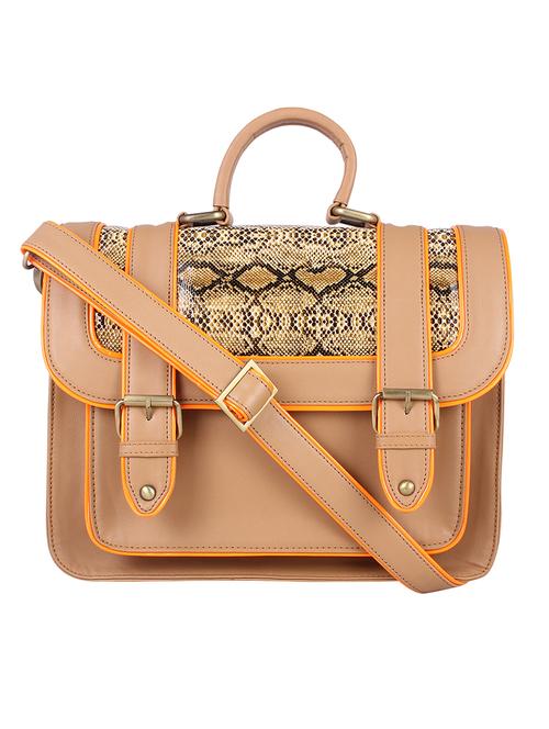 beige leatherette satchel - 12359472 - Very Small Image - 1