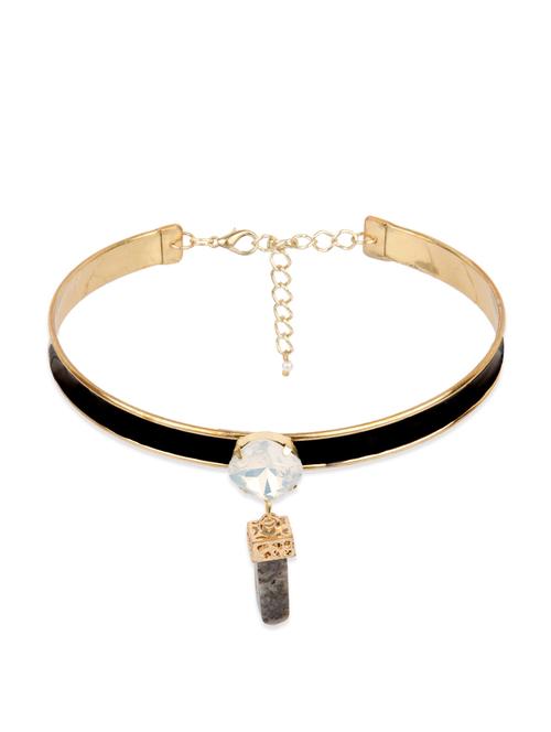 black crystal embellished brass choker - 12369546 - Very Small Image - 1