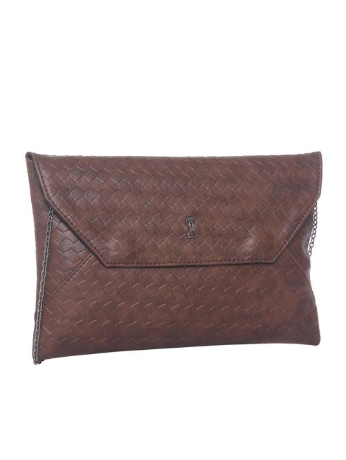 brown leatherette braided clutch - 12370177 - Very Small Image - 1