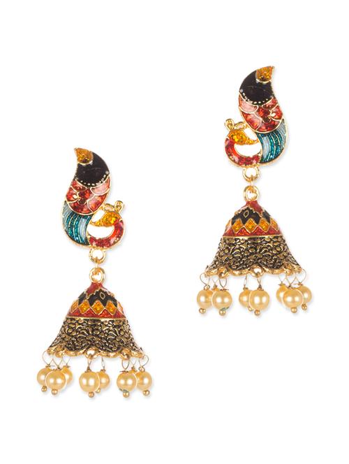 multi metal jhumki earring - 12371255 - Very Small Image - 1
