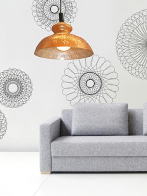 design villa orange color floral iron hanging / ceiling lamp - 12372824 - Very Small Image - 1
