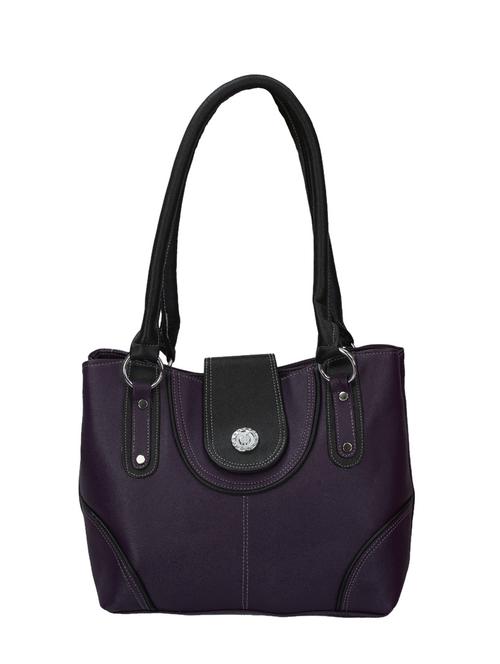 purple synthetic leather handbag - 12376293 - Very Small Image - 1