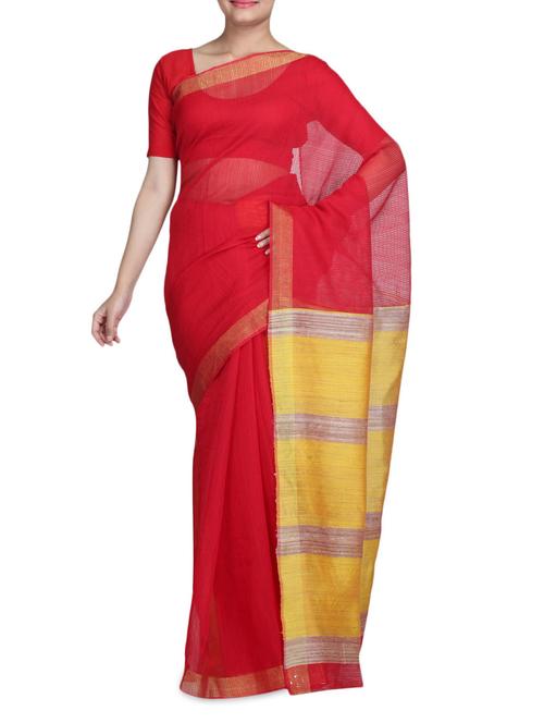 red color viscose and katia saree - 1237740 - Very Small Image - 1