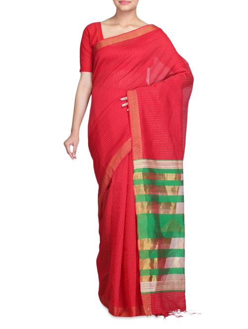 red tone zari saree - 1237746 - Very Small Image - 1