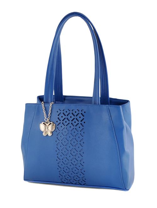 blue leatherette cutwork handbag - 12379508 - Very Small Image - 1