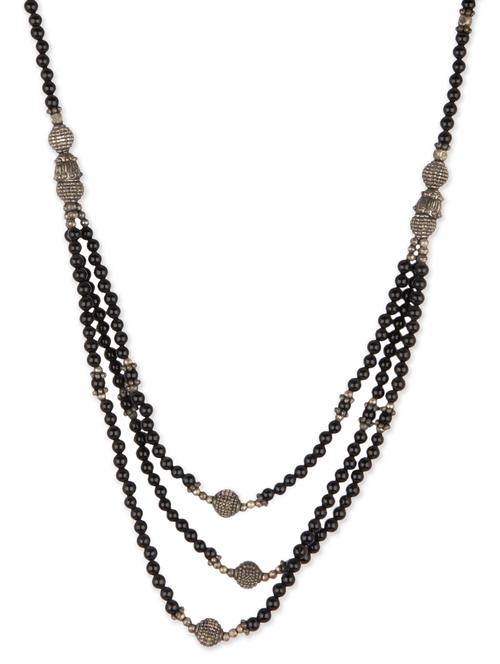 Black beads embellished layered long necklace - 12380138 - Very Small Image - 1