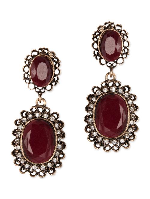 Gold embellished metal drop earrings - 12383509 - Very Small Image - 1