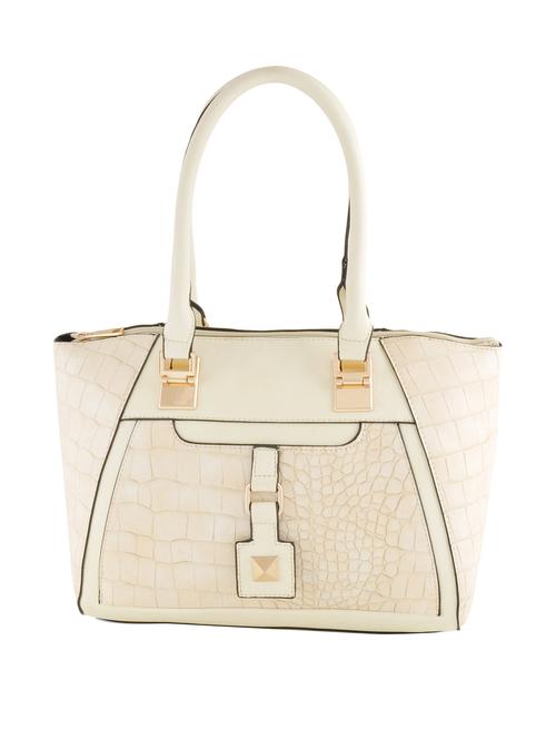 beige leatherette textured handbag - 12391991 - Very Small Image - 1