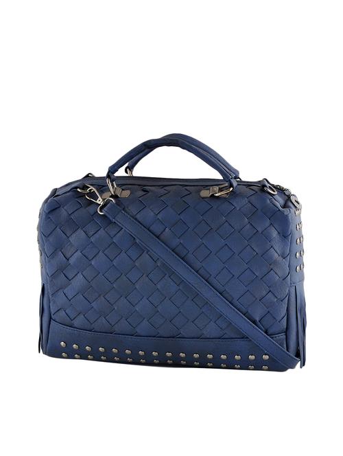 blue leatherette braided handbag with sling - 12392020 - Very Small Image - 1