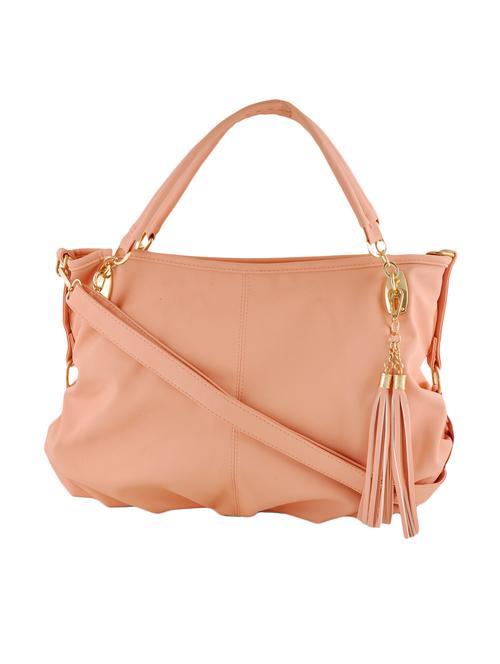 pink leatherette tasselled handbag with sling - 12392050 - Very Small Image - 1