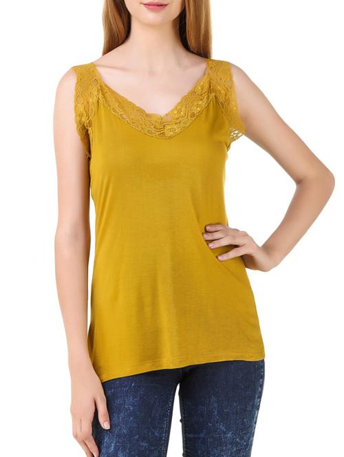 mustard yellow viscose top - 12394254 - Very Small Image - 1