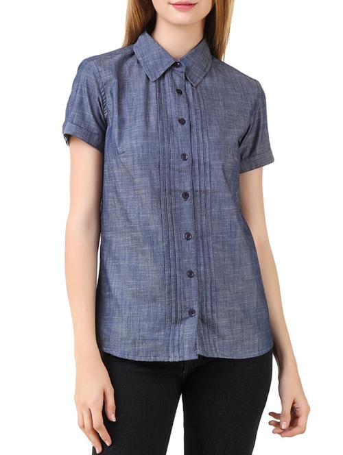 blue viscose shirt - 12394274 - Very Small Image - 1