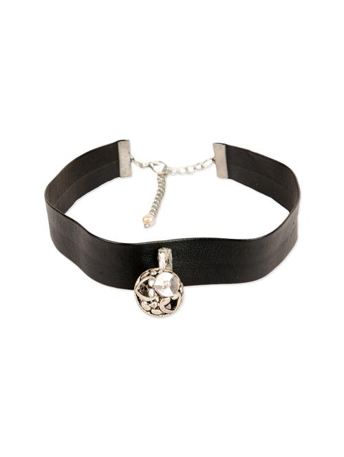 black crystal embellished leather choker - 12398713 - Very Small Image - 1