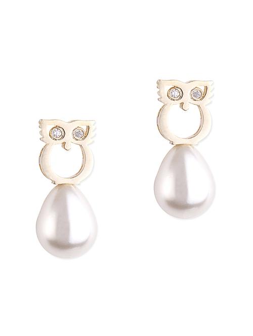 white brass stud earrings - 1240035 - Very Small Image - 1