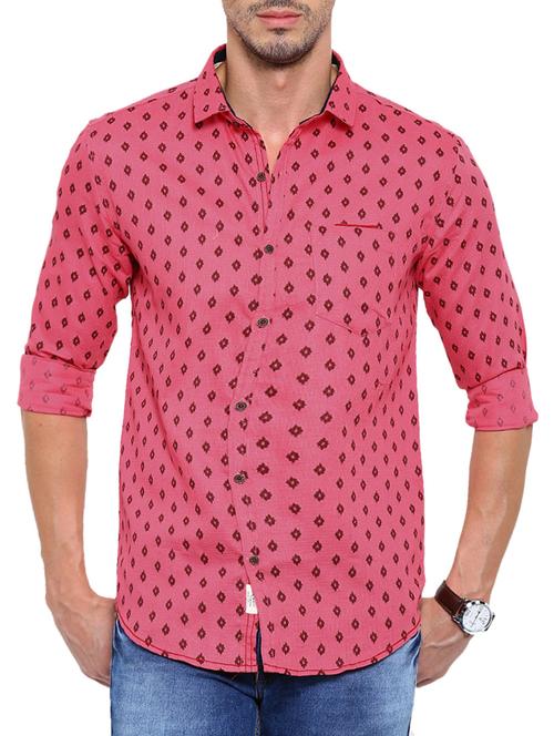 pink cotton printed casual shirt - 12402510 - Very Small Image - 1