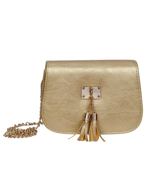 gold leatherette tasselled sling bag - 12402833 - Very Small Image - 1