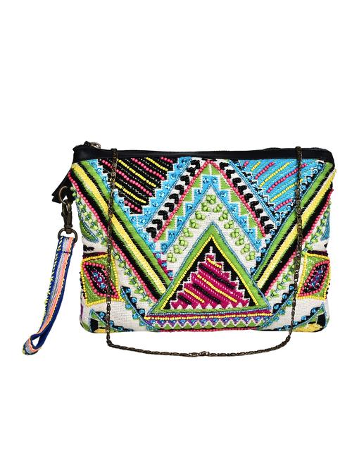 multi cotton embellished clutch cum sling - 12403098 - Very Small Image - 1