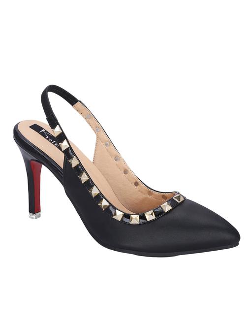 black leatherette back strap sandals - 12403560 - Very Small Image - 1