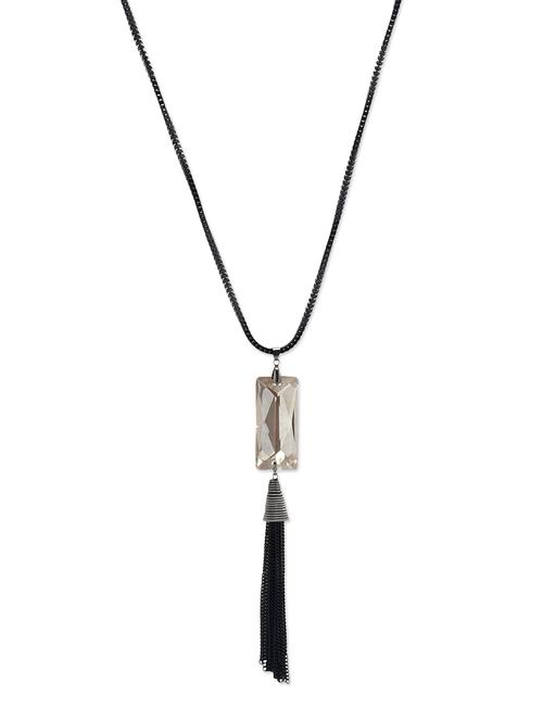 black metal long tasselled necklace - 12411393 - Very Small Image - 1