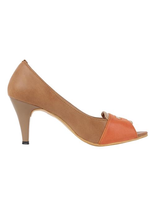 brown leatherette peep toe heels - 1241193 - Very Small Image - 1