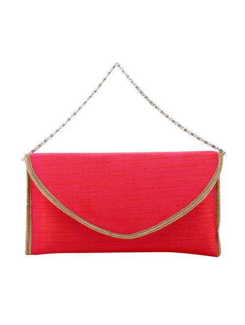 pink silk envelope clutch cum sling - 12421965 - Very Small Image - 1
