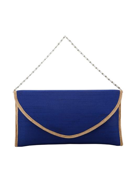 blue silk clutch cum sling - 12421968 - Very Small Image - 1