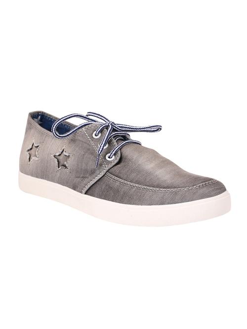 grey denim lace up sneakers - 12425050 - Very Small Image - 1