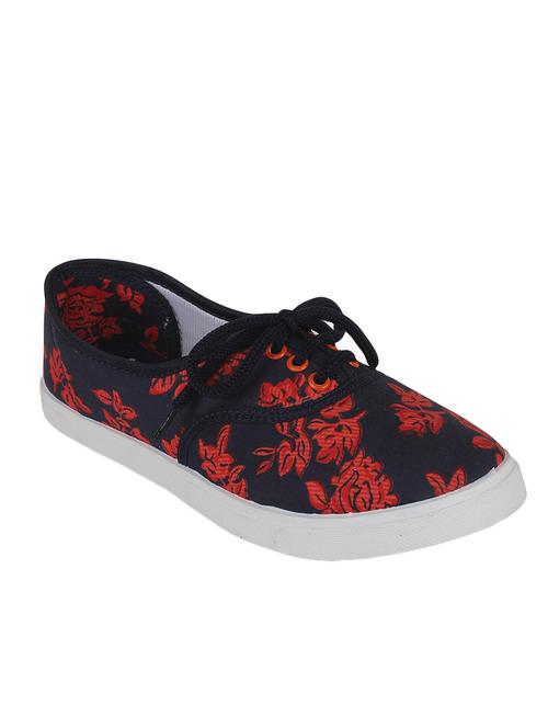 navy canvas laceup sneakers - 12425131 - Very Small Image - 1