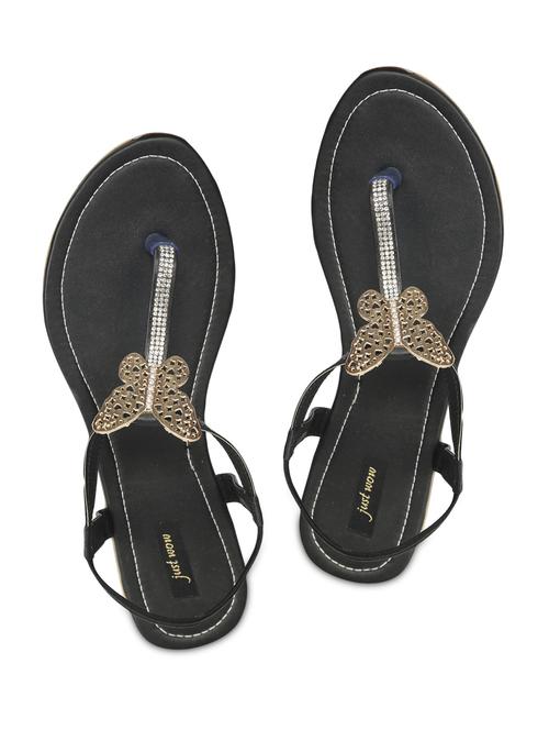 Black Faux Leather Embellished Flats - 1242546 - Very Small Image - 1