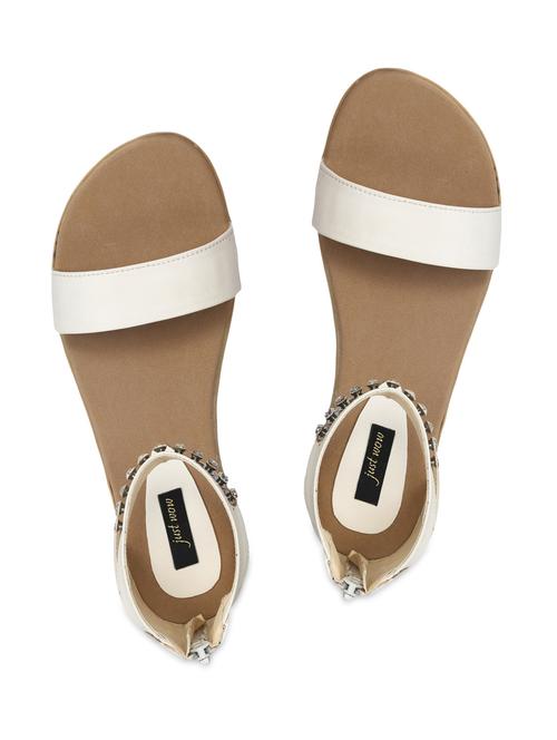 White Faux Leather Embellished Flats - 1242553 - Very Small Image - 1